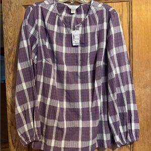 CJ Banks  Lavender Plaid Blouse 14W